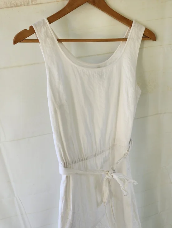 Talbots White Sleeveless Sun Dress with Waist Tie - Picture 7 of 10